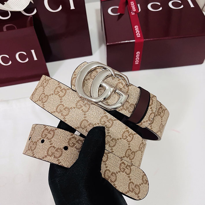 グッチ アウトレット店舗 GUCCI GGエンブレム ベルト 35mm ベージュ/ブラウン シルバー金具 864233 FAFUT 9611 グッチ ベルト アウトレット - 画像 (9)