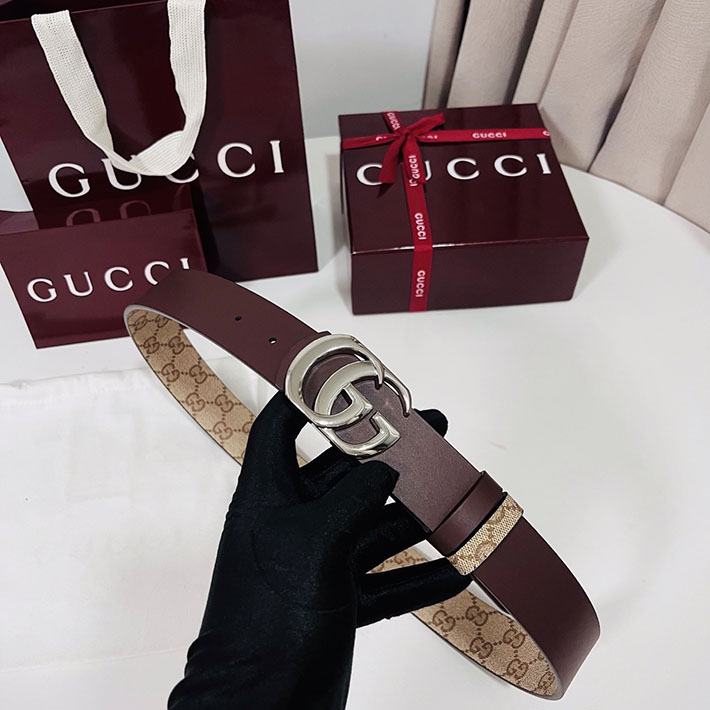 グッチ アウトレット店舗 GUCCI GGエンブレム ベルト 35mm ベージュ/ブラウン シルバー金具 864233 FAFUT 9611 グッチ ベルト アウトレット - 画像 (5)