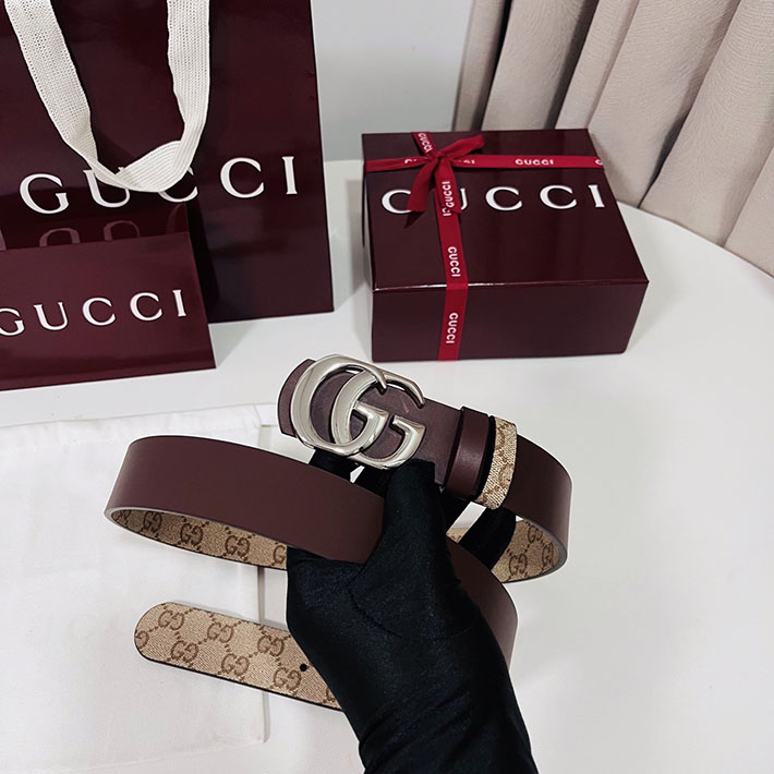 グッチ アウトレット店舗 GUCCI GGエンブレム ベルト 35mm ベージュ/ブラウン シルバー金具 864233 FAFUT 9611 グッチ ベルト アウトレット - 画像 (4)