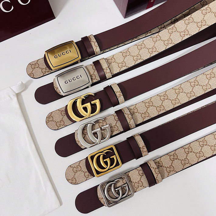 グッチ アウトレット店舗 GUCCI GGエンブレム ベルト 35mm ベージュ/ブラウン シルバー金具 864233 FAFUT 9611 グッチ ベルト アウトレット - 画像 (2)
