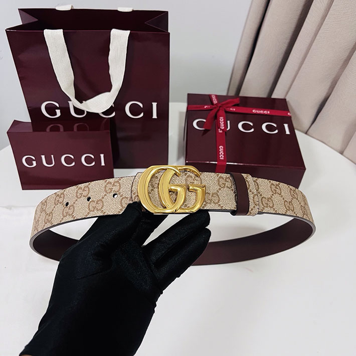グッチ アウトレット店舗 GUCCI GGエンブレム ベルト 35mm ベージュ/ブラウン ゴールド金具 2701891 グッチ ベルト 値段 - 画像 (7)