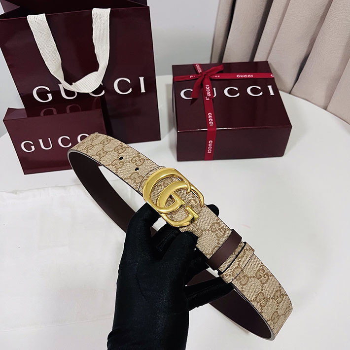 グッチ アウトレット店舗 GUCCI GGエンブレム ベルト 35mm ベージュ/ブラウン ゴールド金具 2701891 グッチ ベルト 値段 - 画像 (6)