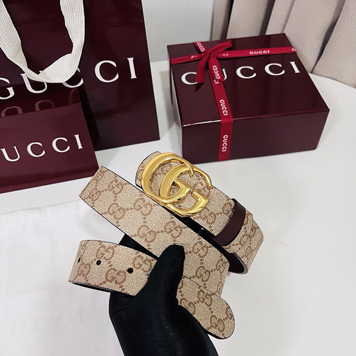 グッチ アウトレット店舗 GUCCI GGエンブレム ベルト 35mm ベージュ/ブラウン ゴールド金具 2701891 グッチ ベルト 値段 - 画像 (5)