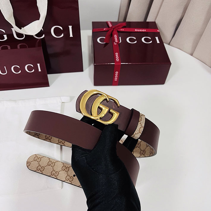 グッチ アウトレット店舗 GUCCI GGエンブレム ベルト 35mm ベージュ/ブラウン ゴールド金具 2701891 グッチ ベルト 値段 - 画像 (3)