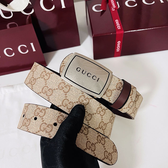 グッチ アウトレット店舗 GUCCI GGエンブレム ベルト 35mm ベージュ/ブラウン シルバー金具 2701892 グッチ ベルト 公式 - 画像 (9)