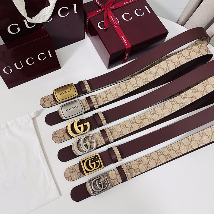 グッチ アウトレット店舗 GUCCI GGエンブレム ベルト 35mm ベージュ/ブラウン シルバー金具 2701892 グッチ ベルト 公式 - 画像 (2)