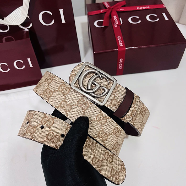 グッチ アウトレット店舗 GUCCI GGエンブレム ベルト リバーシブル 35mm ベージュ/ブラウン シルバー金具 2701894 グッチ ベルト 安い - 画像 (10)