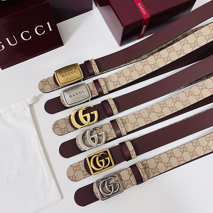 グッチ アウトレット店舗 GUCCI GGエンブレム ベルト リバーシブル 35mm ベージュ/ブラウン シルバー金具 2701894 グッチ ベルト 安い - 画像 (3)