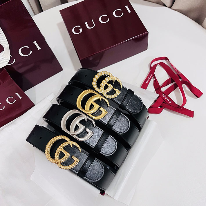 グッチ アウトレット店舗 GUCCI パール付き ダブルG ワイド ベルト ブラック ゴールド金具 453260 DLX1T 9094 グッチ ベルト アウトレット - 画像 (4)
