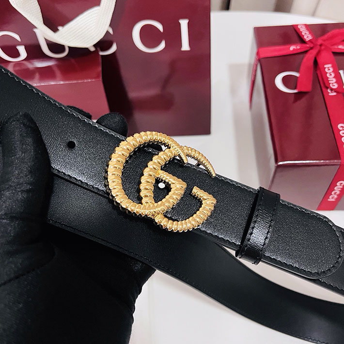 グッチ アウトレット店舗 GUCCI レザー ベルト トーション ダブルG バックル ブラック ゴールド金具 2701899 グッチ ベルト 安い - 画像 (5)