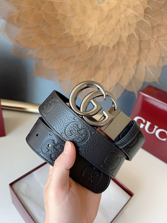 グッチ アウトレット店舗 GUCCI インターロッキングGバックル 38mm ワイドベルト エンボスジャンボ GGレザー 2701966 グッチ ベルト 値段 - 画像 (7)