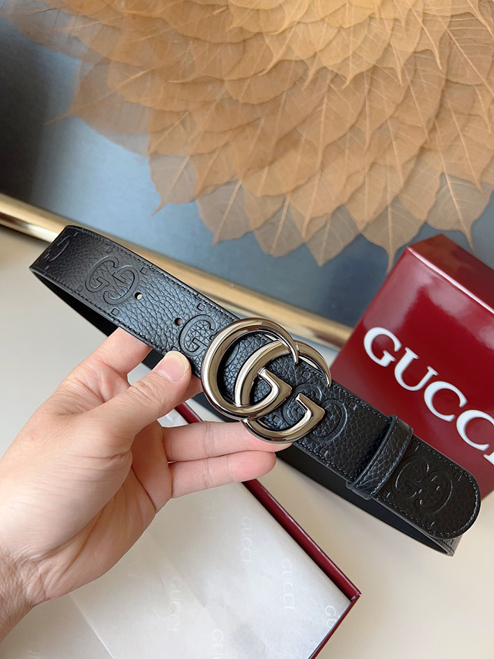 グッチ アウトレット店舗 GUCCI インターロッキングGバックル 38mm ワイドベルト エンボスジャンボ GGレザー 2701966 グッチ ベルト 値段 - 画像 (6)