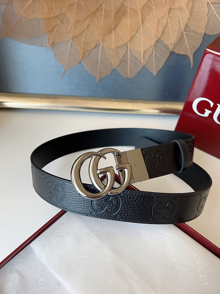 グッチ アウトレット店舗 GUCCI インターロッキングGバックル 38mm ワイドベルト エンボスジャンボ GGレザー 2701966 グッチ ベルト 値段 - 画像 (4)