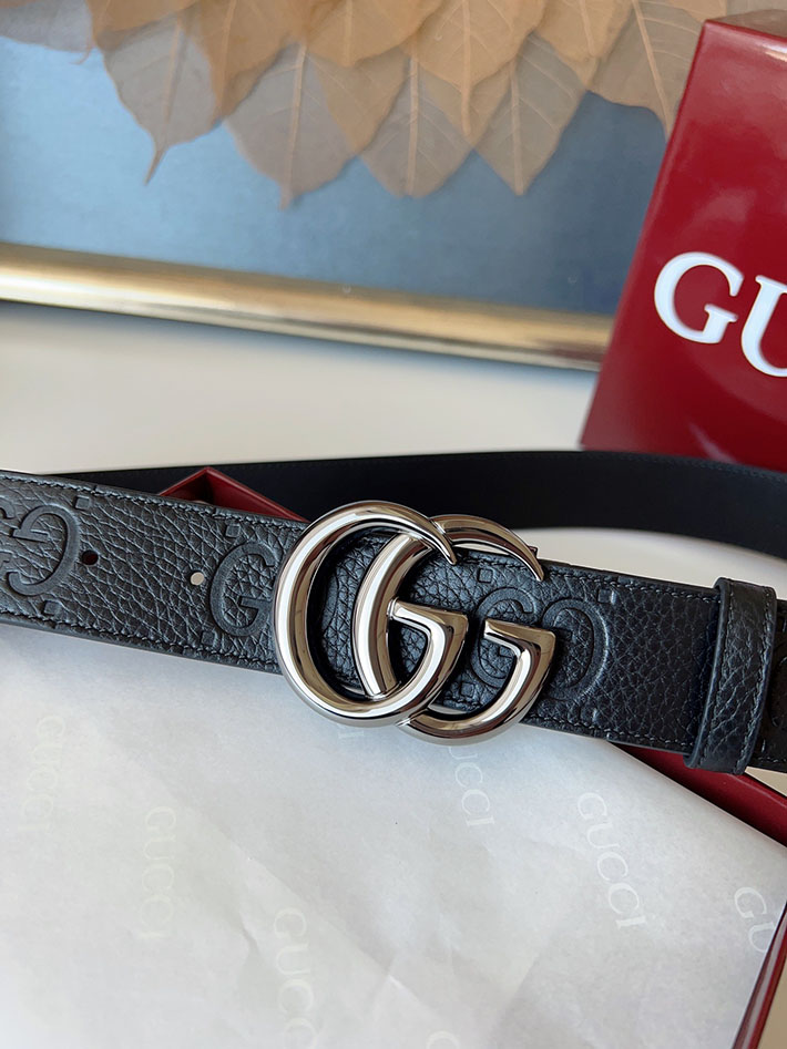 グッチ アウトレット店舗 GUCCI インターロッキングGバックル 38mm ワイドベルト エンボスジャンボ GGレザー 2701966 グッチ ベルト 値段 - 画像 (3)