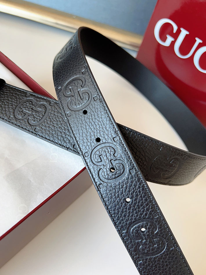 グッチ アウトレット店舗 GUCCI インターロッキングGバックル 38mm ワイドベルト エンボスジャンボ GGレザー 2701966 グッチ ベルト 値段 - 画像 (2)