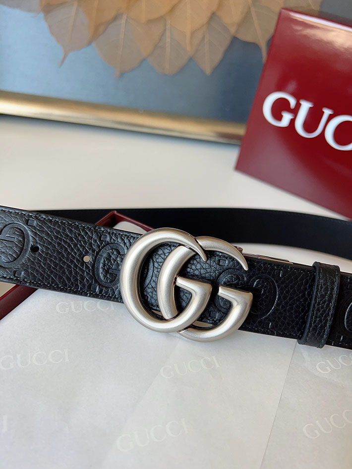 グッチ アウトレット店舗 GUCCI インターロッキングGバックル 38mm ワイドベルト エンボスジャンボ GGレザー 2701967 グッチ ベルトバックル - 画像 (2)