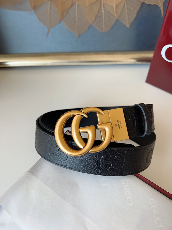 グッチ アウトレット店舗 GUCCI インターロッキングGバックル 38mm ワイドベルト エンボスジャンボ GGレザー 2701968 グッチ ベルト 安い - 画像 (4)