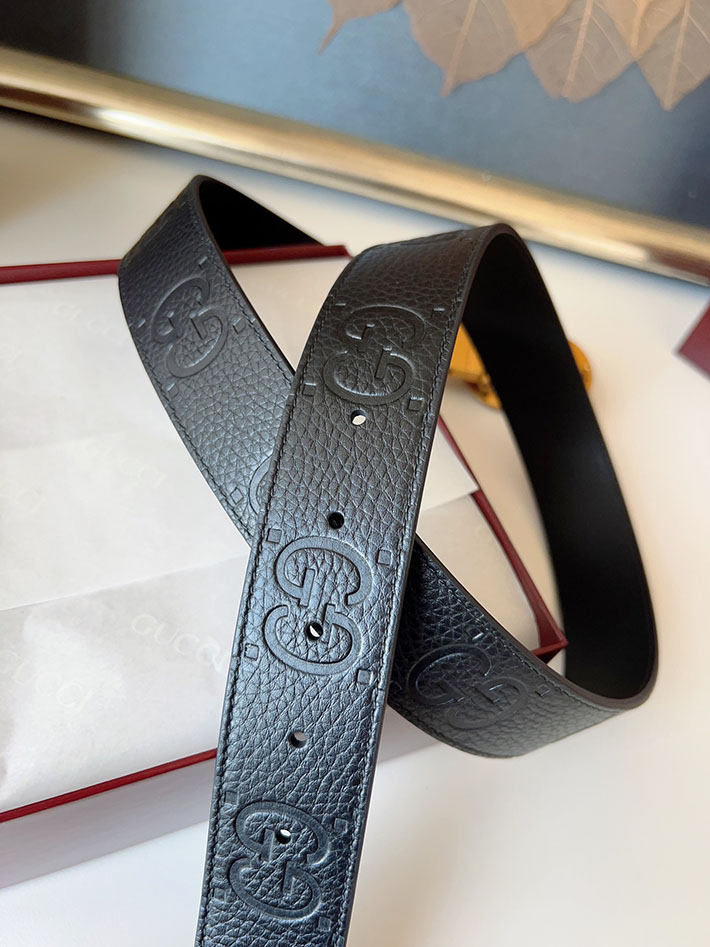 グッチ アウトレット店舗 GUCCI インターロッキングGバックル 38mm ワイドベルト エンボスジャンボ GGレザー 2701968 グッチ ベルト 安い - 画像 (3)