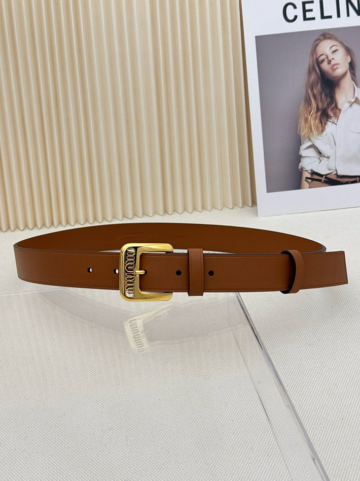 ミュウミュウ アウトレット 店舗 MiuMiu レディース 30mm カットアウト レザーベルト ナッパレザー 2701987 ミュウミュウ ベルト レディース - 画像 (9)