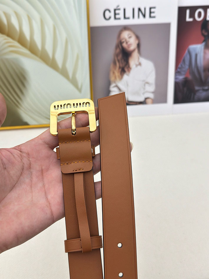 ミュウミュウ アウトレット 店舗 MiuMiu レディース 30mm カットアウト レザーベルト ナッパレザー 2701987 ミュウミュウ ベルト レディース - 画像 (6)
