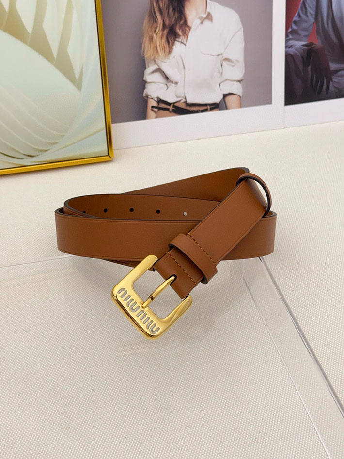 ミュウミュウ アウトレット 店舗 MiuMiu レディース 30mm カットアウト レザーベルト ナッパレザー 2701987 ミュウミュウ ベルト レディース - 画像 (4)