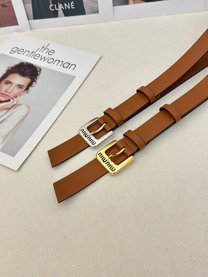ミュウミュウ アウトレット 店舗 MiuMiu レディース 30mm カットアウト レザーベルト ナッパレザー 2701987 ミュウミュウ ベルト レディース - 画像 (3)
