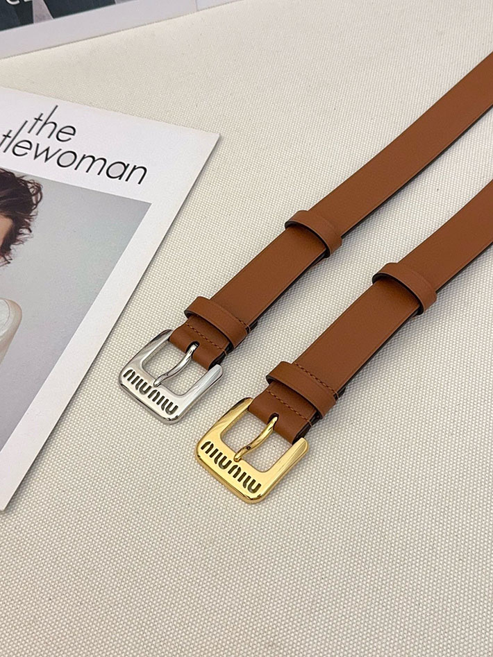 ミュウミュウ アウトレット 店舗 MiuMiu レディース 30mm カットアウト レザーベルト ナッパレザー 2701987 ミュウミュウ ベルト レディース - 画像 (2)