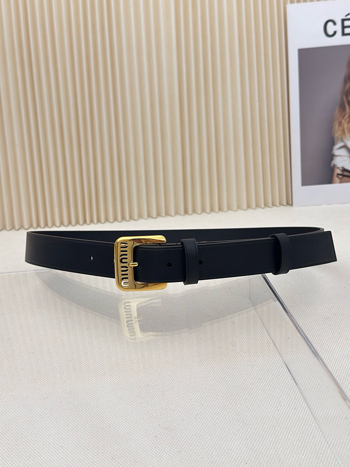 ミュウミュウ アウトレット 店舗 MiuMiu レディース 30mm カットアウト レザーベルト ナッパレザー 2701989 MIUMIU ナッパレザー ベルト - 画像 (9)