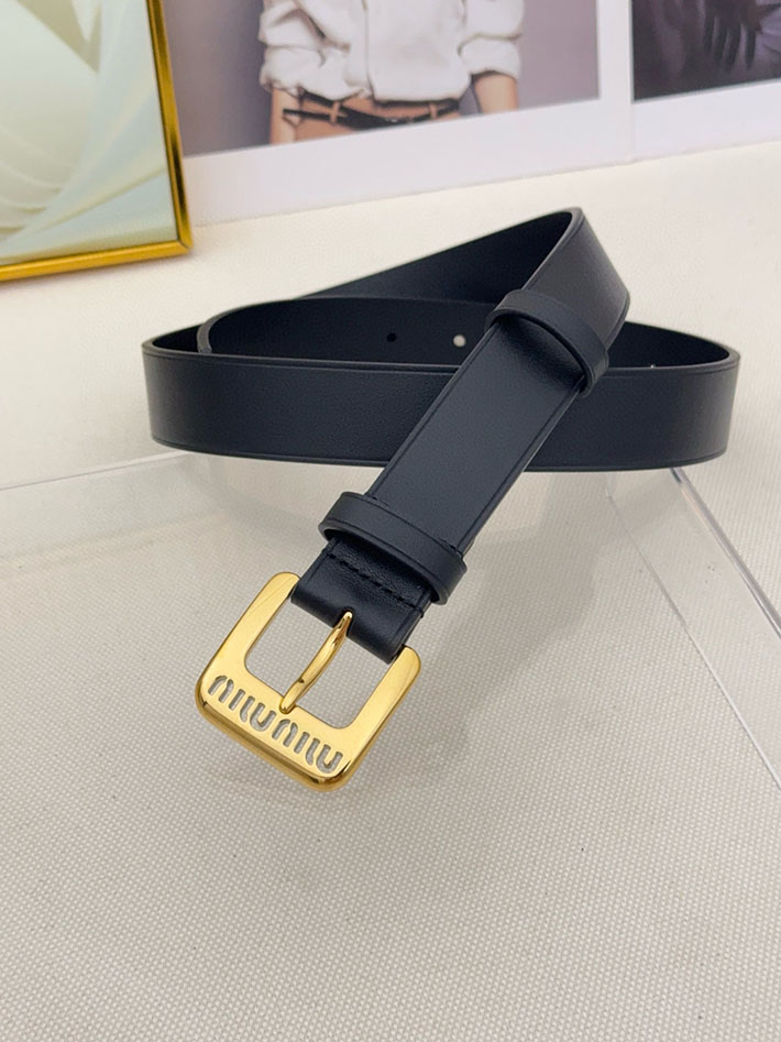 ミュウミュウ アウトレット 店舗 MiuMiu レディース 30mm カットアウト レザーベルト ナッパレザー 2701989 MIUMIU ナッパレザー ベルト - 画像 (7)