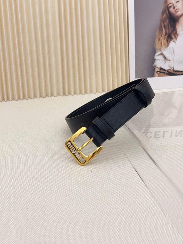 ミュウミュウ アウトレット 店舗 MiuMiu レディース 30mm カットアウト レザーベルト ナッパレザー 2701989 MIUMIU ナッパレザー ベルト - 画像 (6)