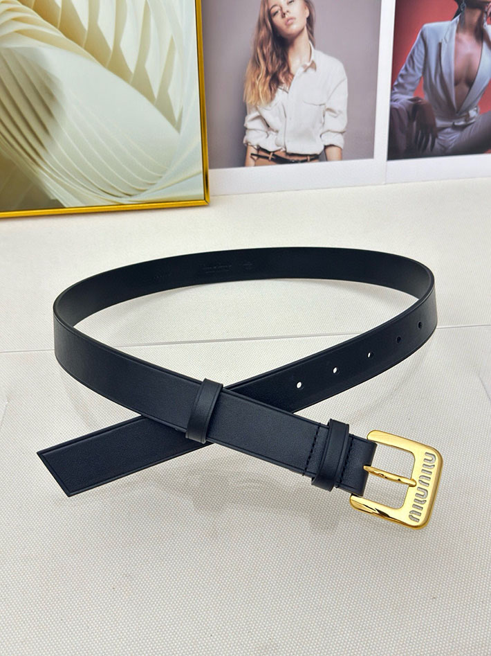 ミュウミュウ アウトレット 店舗 MiuMiu レディース 30mm カットアウト レザーベルト ナッパレザー 2701989 MIUMIU ナッパレザー ベルト - 画像 (4)