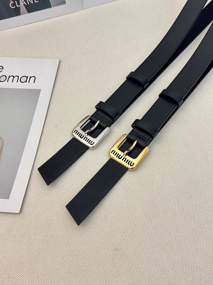 ミュウミュウ アウトレット 店舗 MiuMiu レディース 30mm カットアウト レザーベルト ナッパレザー 2701989 MIUMIU ナッパレザー ベルト - 画像 (2)
