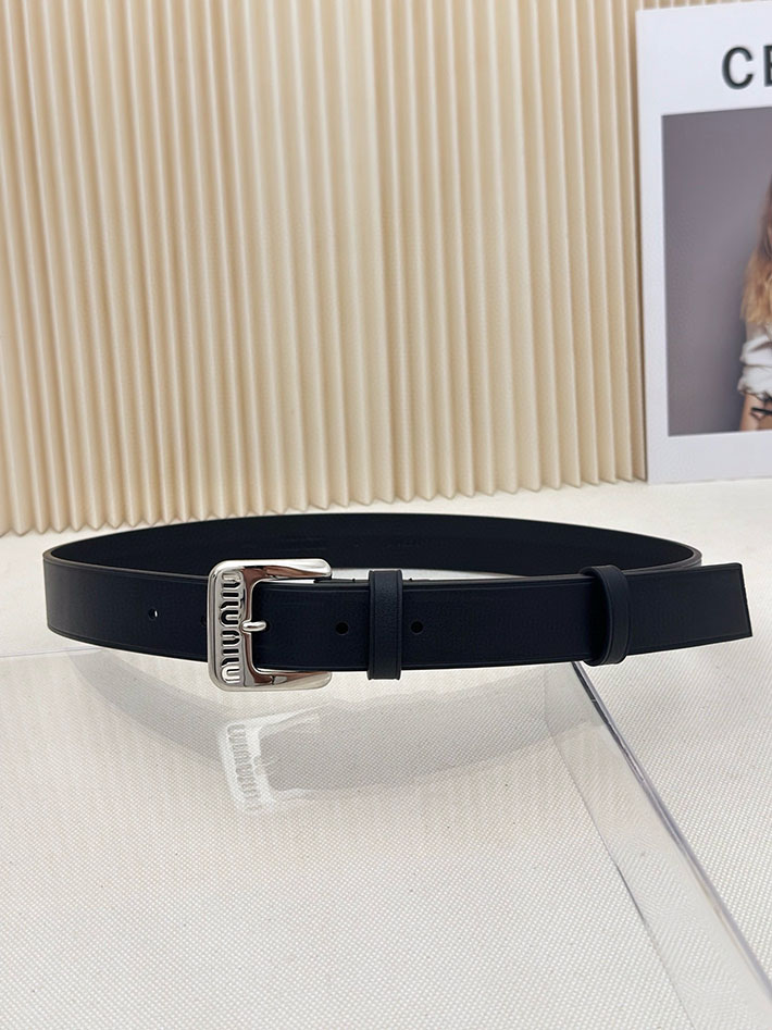 ミュウミュウ アウトレット 店舗 MiuMiu レディース 30mm カットアウト レザーベルト ナッパレザー 2701990 MIUMIU ベルト 安い - 画像 (9)