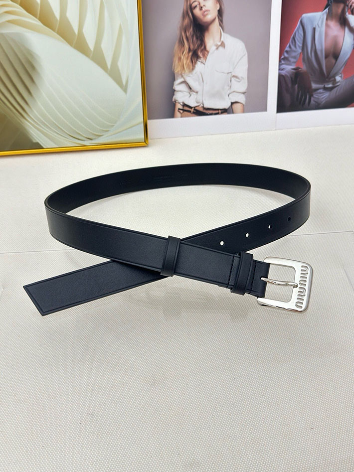 ミュウミュウ アウトレット 店舗 MiuMiu レディース 30mm カットアウト レザーベルト ナッパレザー 2701990 MIUMIU ベルト 安い - 画像 (8)