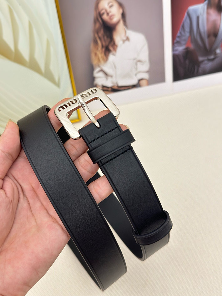 ミュウミュウ アウトレット 店舗 MiuMiu レディース 30mm カットアウト レザーベルト ナッパレザー 2701990 MIUMIU ベルト 安い - 画像 (7)