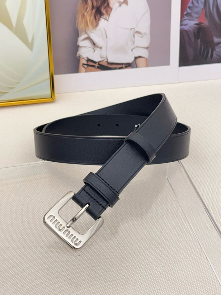 ミュウミュウ アウトレット 店舗 MiuMiu レディース 30mm カットアウト レザーベルト ナッパレザー 2701990 MIUMIU ベルト 安い - 画像 (6)
