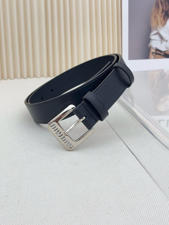 ミュウミュウ アウトレット 店舗 MiuMiu レディース 30mm カットアウト レザーベルト ナッパレザー 2701990 MIUMIU ベルト 安い - 画像 (3)