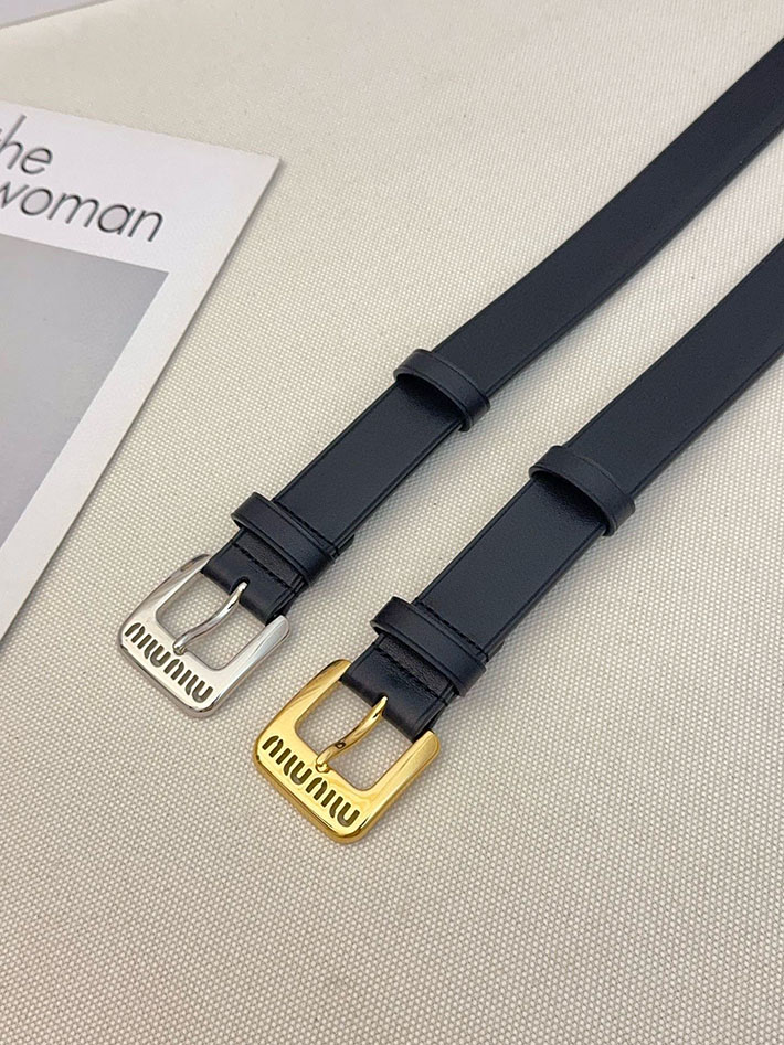 ミュウミュウ アウトレット 店舗 MiuMiu レディース 30mm カットアウト レザーベルト ナッパレザー 2701990 MIUMIU ベルト 安い - 画像 (2)