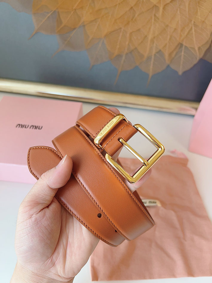 ミュウミュウ アウトレット 店舗 MiuMiu 35mm 本革 牛革 レザー ウエストベルト 細め カジュアル 2701991 Miumiu ベルト アウトレット - 画像 (8)