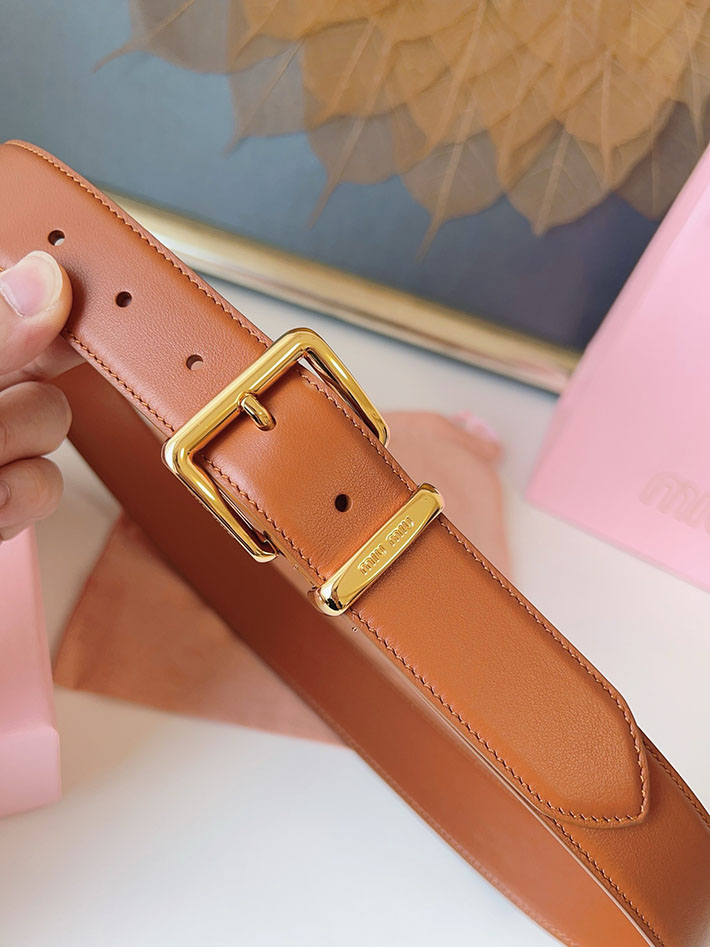 ミュウミュウ アウトレット 店舗 MiuMiu 35mm 本革 牛革 レザー ウエストベルト 細め カジュアル 2701991 Miumiu ベルト アウトレット - 画像 (7)