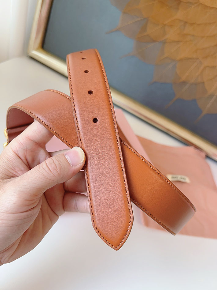 ミュウミュウ アウトレット 店舗 MiuMiu 35mm 本革 牛革 レザー ウエストベルト 細め カジュアル 2701991 Miumiu ベルト アウトレット - 画像 (5)