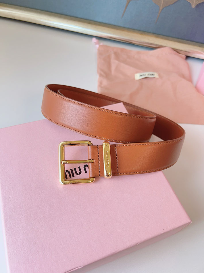 ミュウミュウ アウトレット 店舗 MiuMiu 35mm 本革 牛革 レザー ウエストベルト 細め カジュアル 2701991 Miumiu ベルト アウトレット - 画像 (4)