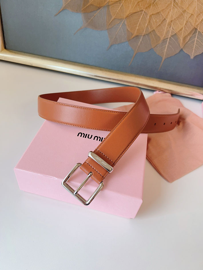 ミュウミュウ アウトレット 店舗 MiuMiu 35mm 本革 牛革 レザー ウエストベルト 細め カジュアル 2701992 MIUMIU ナッパレザー ベルト - 画像 (7)