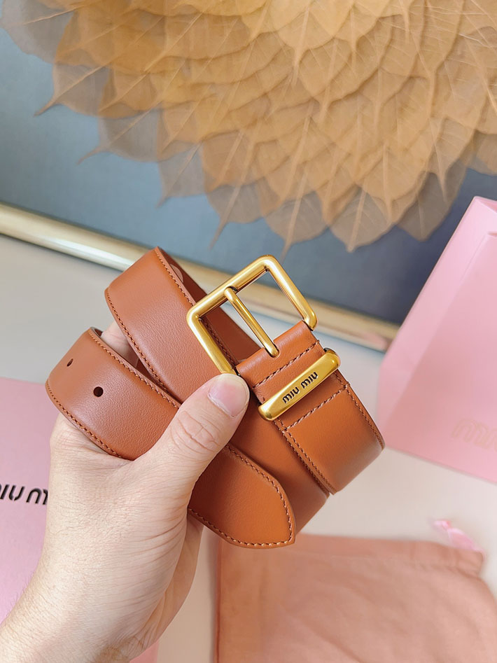 ミュウミュウ アウトレット 店舗 MiuMiu 35mm 本革 牛革 レザー ウエストベルト 細め カジュアル 2701993 Miumiu ベルト セール - 画像 (7)
