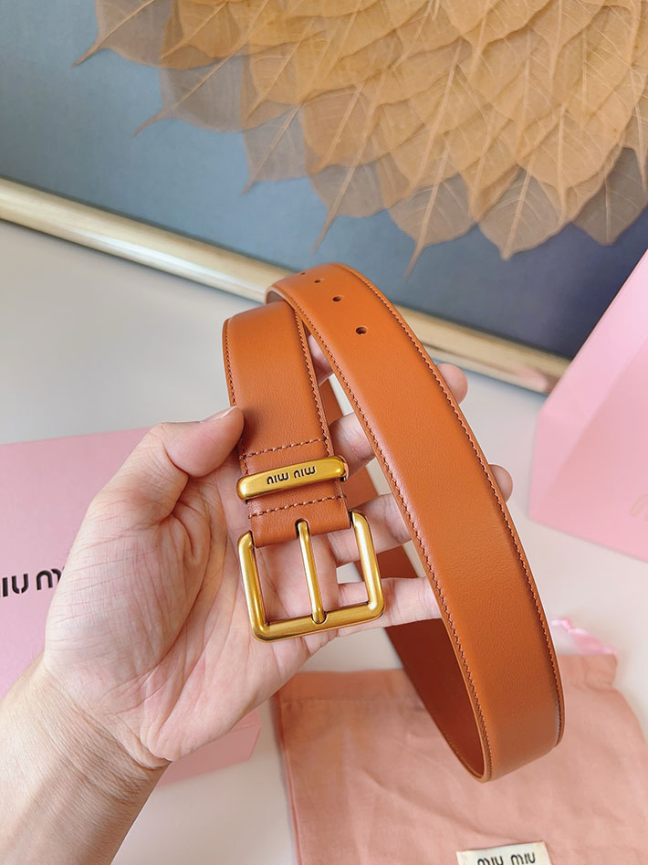 ミュウミュウ アウトレット 店舗 MiuMiu 35mm 本革 牛革 レザー ウエストベルト 細め カジュアル 2701993 Miumiu ベルト セール - 画像 (3)