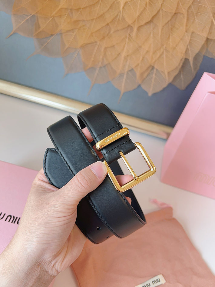 ミュウミュウ アウトレット 店舗 MiuMiu 35mm 本革 牛革 レザー ウエストベルト 細め カジュアル 2701994 Miumiu ベルト 安い - 画像 (8)