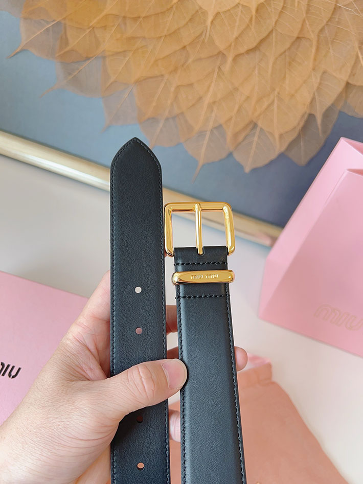 ミュウミュウ アウトレット 店舗 MiuMiu 35mm 本革 牛革 レザー ウエストベルト 細め カジュアル 2701994 Miumiu ベルト 安い - 画像 (7)