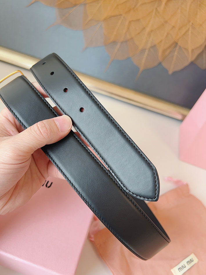 ミュウミュウ アウトレット 店舗 MiuMiu 35mm 本革 牛革 レザー ウエストベルト 細め カジュアル 2701994 Miumiu ベルト 安い - 画像 (6)