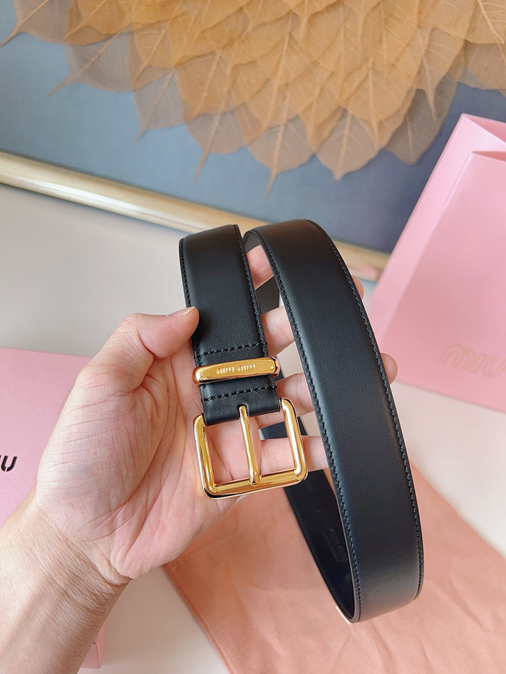 ミュウミュウ アウトレット 店舗 MiuMiu 35mm 本革 牛革 レザー ウエストベルト 細め カジュアル 2701994 Miumiu ベルト 安い - 画像 (5)