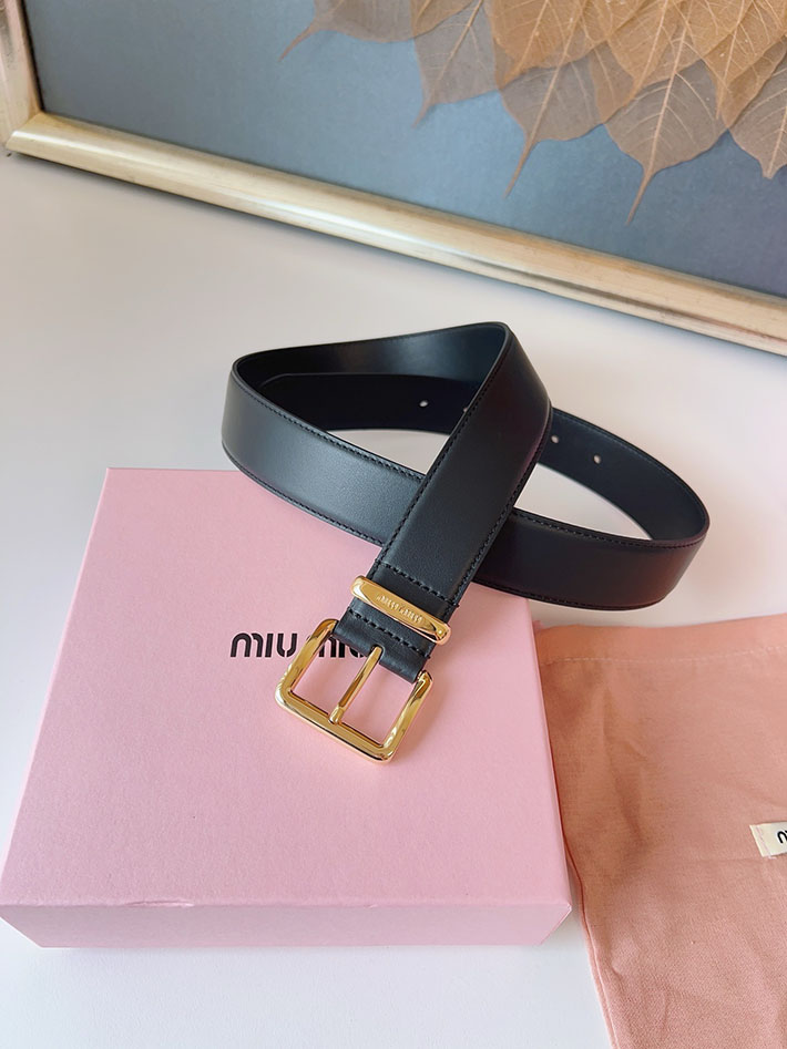 ミュウミュウ アウトレット 店舗 MiuMiu 35mm 本革 牛革 レザー ウエストベルト 細め カジュアル 2701994 Miumiu ベルト 安い - 画像 (4)